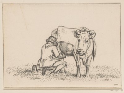 una vaca esta siendo ordeñada de Jean Bernard