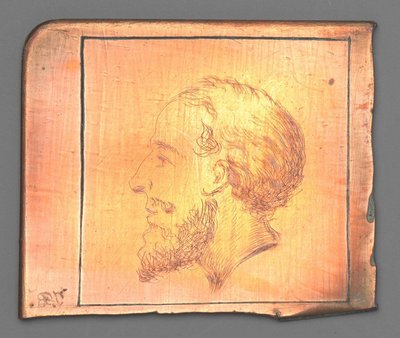Cabeza de un hombre barbudo de perfil a la izquierda de Jean Bernard