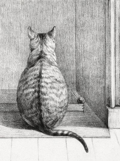 Gato sentado, visto desde atrás (1812) de Jean Bernard