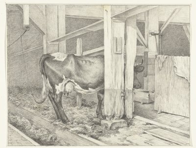 Vaca de pie en un establo, a la derecha. de Jean Bernard