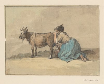 Mujer ordeñando una cabra de Jean Bernard