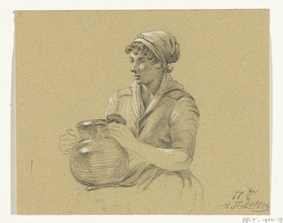 Chica sentada con un gran cántaro de Jean Bernard