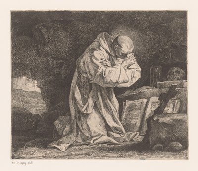 San Bruno se arrodilla en oración de Jean Bernard Restout