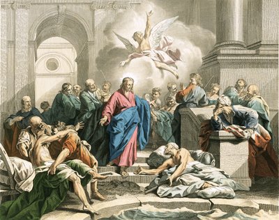 Jesús curando a un hombre impotente en la piscina de Betesda de Jean Bernard Restout