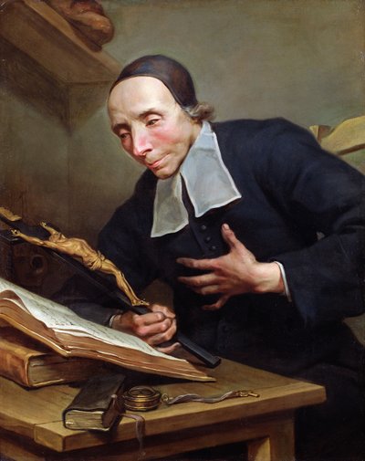 Retrato del abad Firmin Tournus (1672-1733) sosteniendo un crucifijo de Jean Bernard Restout