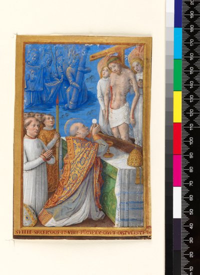 Hoja de un Libro de Horas: La Misa de San Gregorio, c.1485-94 de Jean Bourdichon