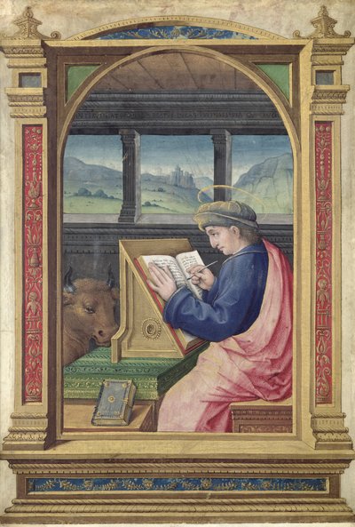 San Lucas escribiendo, de un Libro de Horas de Jean Bourdichon