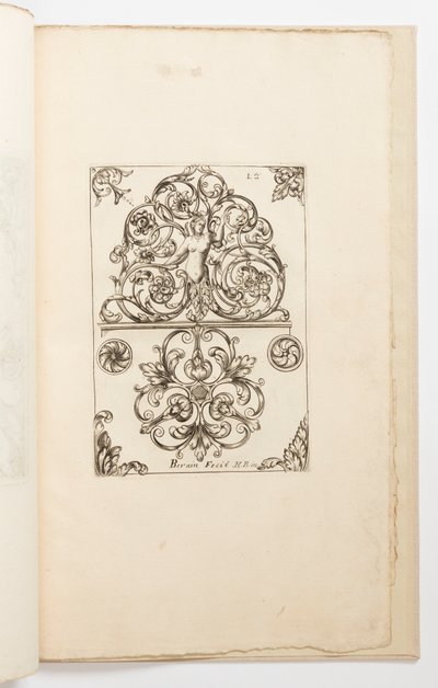 Placa 12, de Diverses pièces de serruriers (Varios diseños para cerrajeros) de Jean Bérain the Elder