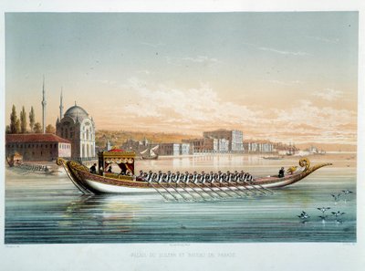 Imperio Otomano: El Palacio del Sultán y el Barco de Desfile en Constantinopla de Jean Brindesi
