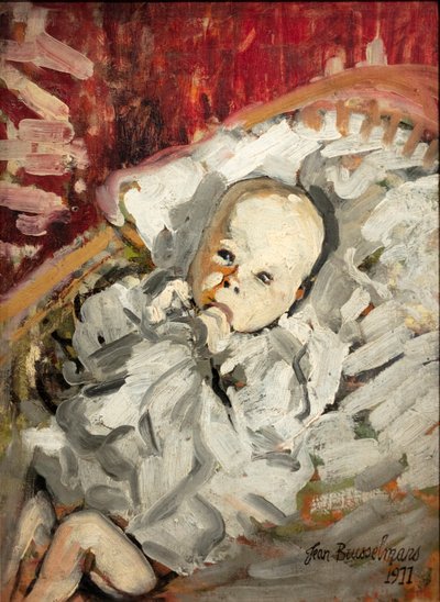 Niño en una cuna de Jean Brusselmans
