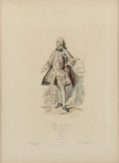 La moda de París: Reinado de Luis XV (grabado coloreado a mano) de Jean Charles (1800 79) Pauquet