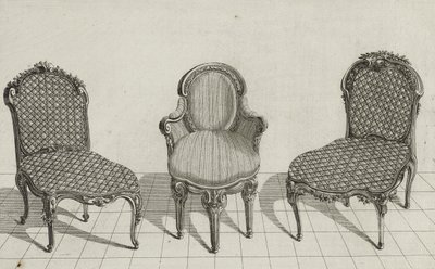 Chaise de Canne, Fauteuil en Cabriolet, Chaise de Canne, publicado a mediados de la década de 1770 de Jean Charles (after) Delafosse