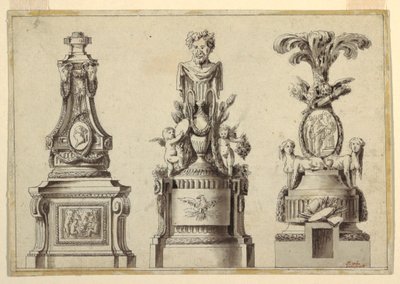 Diseños para tres pedestales de Jean Charles Delafosse