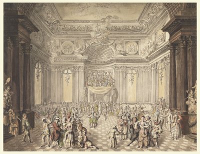 Vista de un baile de máscaras de Jean Charles Delafosse