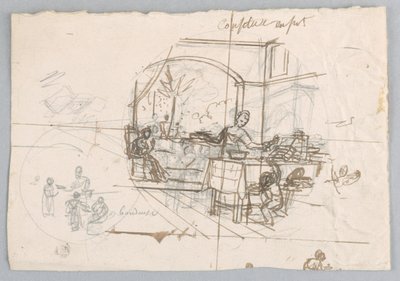 Diseño para un Plato de Porcelana Pintado, Confitura en Pot para el Servicio de Objetos de Postre de Jean Charles Develly