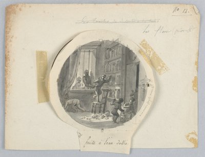 Diseño para un plato de porcelana pintado, Frutas en licor de ciruela para el Servicio de Postres de Jean Charles Develly
