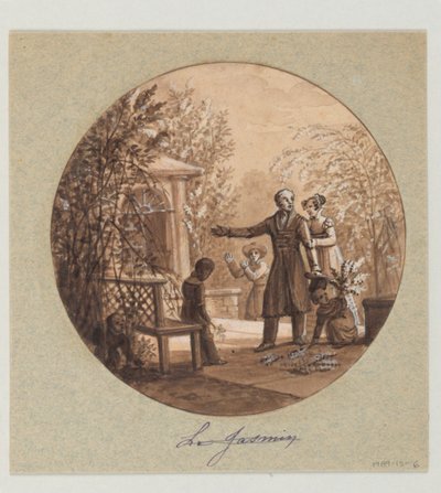 Diseño para un plato de porcelana pintado, Le Jasmin del Servicio de Cultivo de Flores de Jean Charles Develly