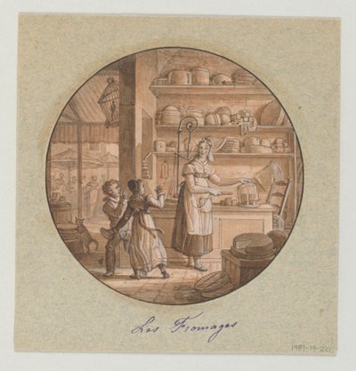 Diseño para un plato de porcelana pintado, Los quesos para el Servicio de Objetos de Postre de Jean Charles Develly