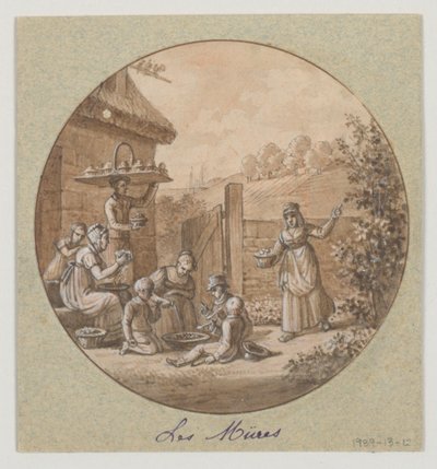 Diseño para un plato de porcelana pintada, Las moras del Servicio de Objetos de Postre de Jean Charles Develly