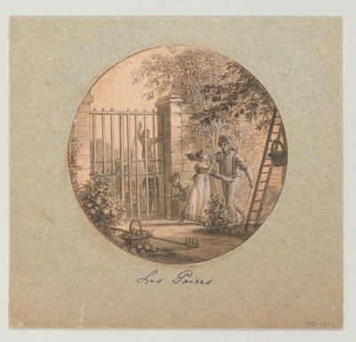 Diseño para un plato de porcelana pintado, Les Poires (Peras) del Service des Objets de Dessert (Servicio de Postres) de Jean Charles Develly