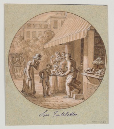 Diseño para un plato de porcelana pintada, Les Tartelettes para el Servicio de Objetos de Postre de Jean Charles Develly