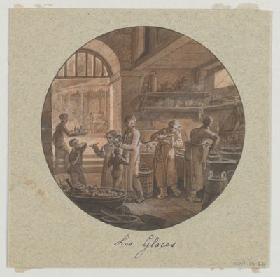 Diseño para un recipiente de porcelana pintada, Les Glaces (Helado) del Service des Objets de Dessert (Servicio de Postres) de Jean Charles Develly