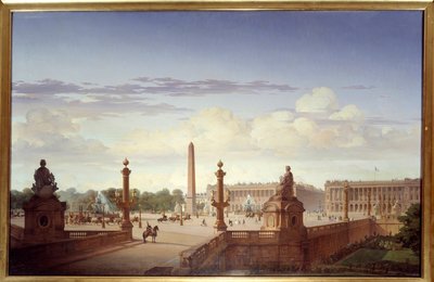 La plaza de la Concordia vista desde la terraza del paseo marítimo, el rey Luis Felipe de Orleans (Luis Felipe I) de Jean Charles Geslin
