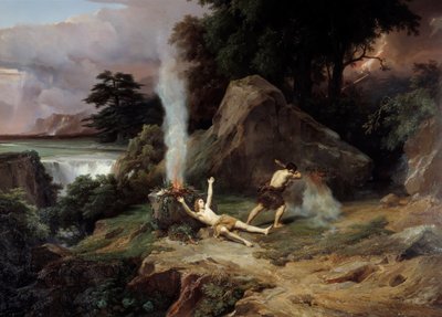 La muerte de Abel, Caín celoso mata a su hermano Abel de Jean Charles Joseph Rémond