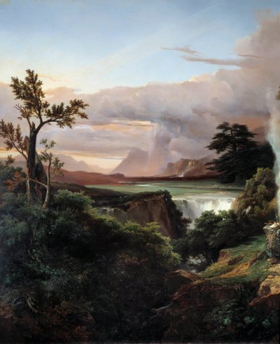 Paisaje con cascada de Jean Charles Joseph Rémond