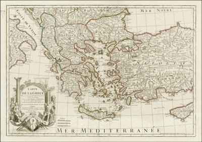 1780 mapa - Carte de la Grece Dressee sur un grand nombre de memoires anciens et nouveaux, Sur ceux de Mrs. Whele et Tournefort de Jean Claude Dezauche