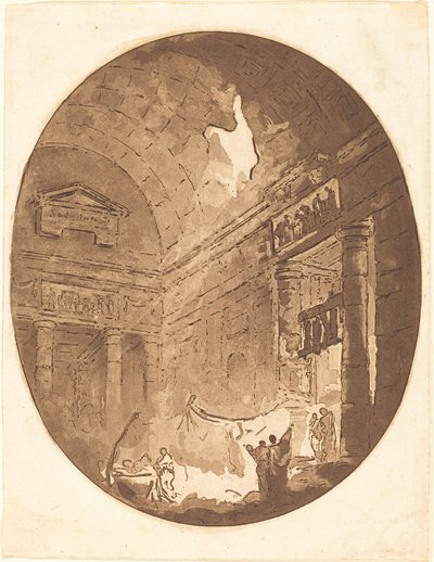 Interior de una villa romana de Jean Claude Richard, Abbé de Saint Non after Hubert Robert