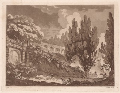Escaleras en un jardín italiano, 1766 de Jean Claude Richard Saint Non