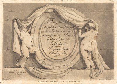 Página de título: Diseño ovalado de la Iglesia de San Michele de Bosco, Bolonia de Jean Claude Richard de Saint Non after Jean Honoré Fragonard after Carlo Cignani