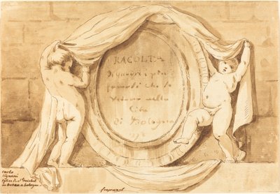 Página de título: Diseño ovalado de la Iglesia de San Michele de Bosco, Bolonia de Jean Claude Richard de Saint Non after Jean Honoré Fragonard after Carlo Cignani