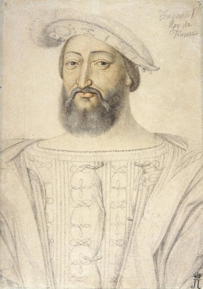 Retrato de Francisco I (1494-1547), Rey de Francia por Clouet, Jean (c. 1485-1541). Tiza negra y sanguina sobre papel, tamaño: 31,6x22,5, Primera mitad del siglo XVI, Museo del Hermitage, San Petersburgo de Jean Clouet