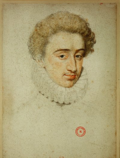 El futuro rey Enrique IV de Francia en el momento de su matrimonio con Margarita de Valois ... (lápiz de color sobre papel) de Jean Clouet