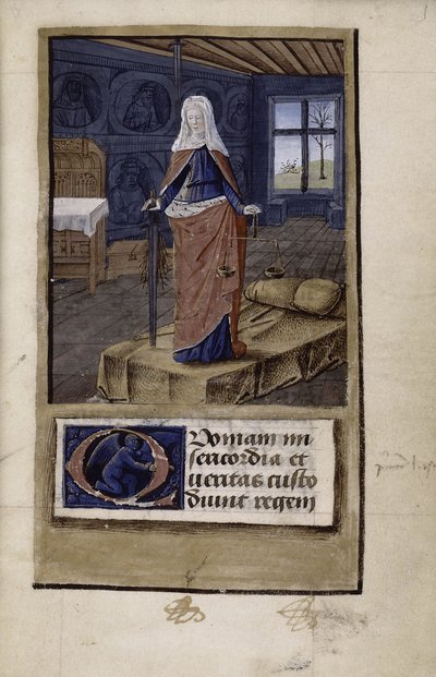 Alegoría de la Justicia de John of Wales Breviloquium de virtutibus antiquorum principum et philosophorum, 1475-1499 de Jean Colombe