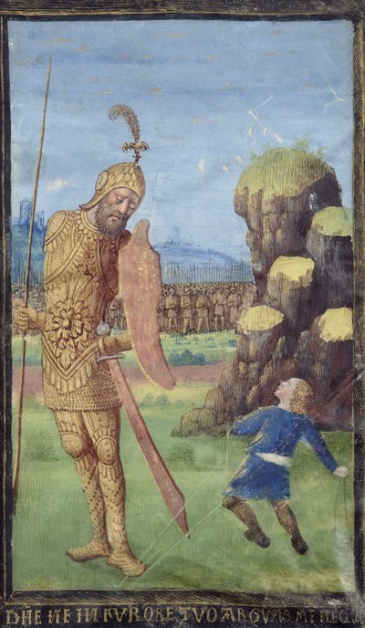 David y Goliat, de un Libro de Horas, c.1470 de Jean Colombe