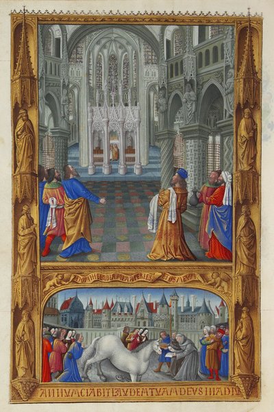 Las muy ricas horas del duque de Berry, Folio 129v - El Santísimo Sacramento de Jean Colombe