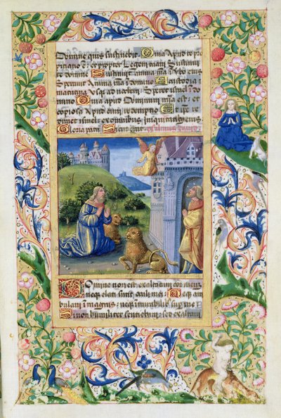 San Antonio el Grande y San Pablo el Ermitaño, de las Horas de Luis de Orleans, 1469 de Jean Colombe