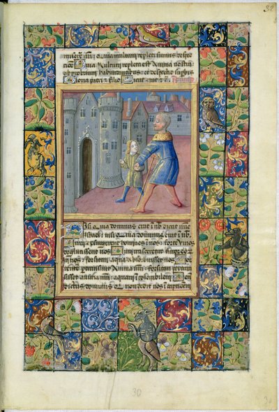 La Curación del Ciego, Juan 9:1-7 de las Horas de Luis de Orleans, 1469 de Jean Colombe