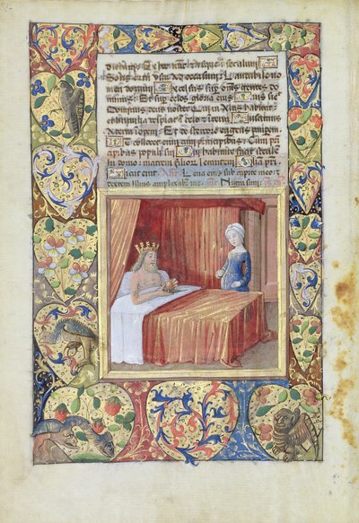 Ms Lat. Q.v.I.126 f.37v Un rey acostado en la cama, del 