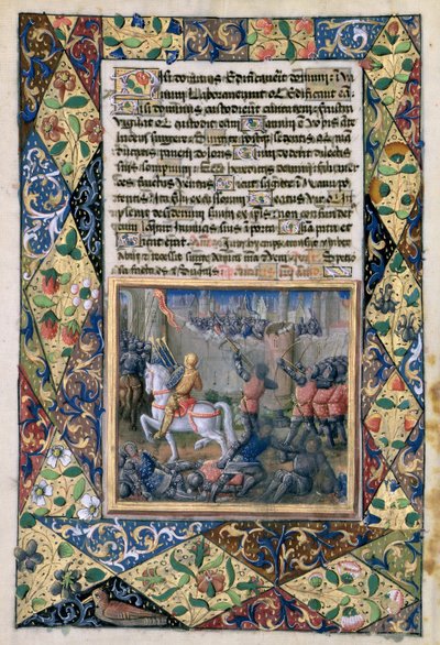 Ms Lat. Q.v.I.126 f.38v Roboam en guerra contra Jeroboam, del 