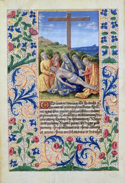 La lamentación, del Libro de Horas de Luis de Orleans, 1469 de Jean Colombe
