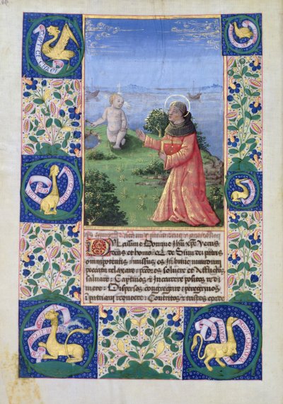 Luis de Orleans rezando ante el Niño Jesús, del Libro de Horas de Luis de Orleans, 1469 de Jean Colombe