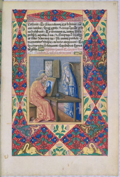 San Lucas pintando a la Virgen María, del Libro de Horas de Luis de Orleans, 1469 de Jean Colombe