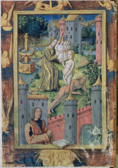 Ms Lat. Q.v.I.126 fol.11 La creación de Eva del Libro de Horas de Luis de Orleans, 1490 de Jean Colombe