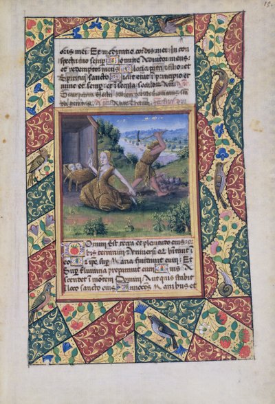 Adán y Eva trabajando, del Libro de Horas de Luis de Orleans, 1490 de Jean Colombe