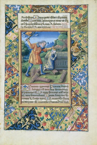 El sacrificio de Isaac, del Libro de Horas de Luis de Orleans, 1490 de Jean Colombe