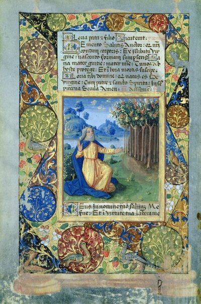 Moisés ante la zarza ardiente, del Libro de Horas de Luis de Orleans, 1490 de Jean Colombe